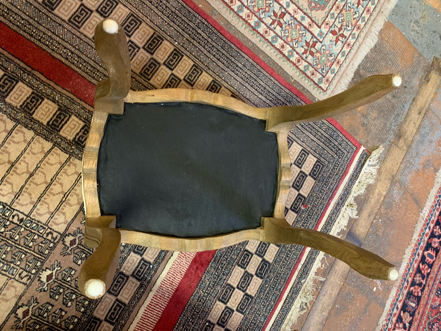 Pair of beige stool Louis XVI style