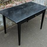 Black lacquered pine desk table