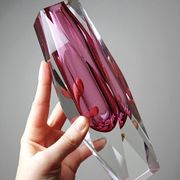 Faceted submerged vase Murano pink glass and crystal from the 1950s-60s.