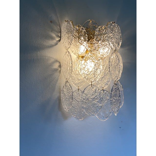 Contemporary murano glass "nuvoletta" disc 3 level wall light sconce