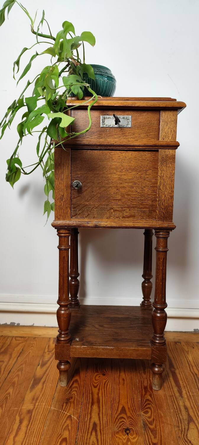 Side table, old antique bedside table