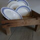 6 dessert plates blue checkerboard décor style Lustucru Oxford Brazil