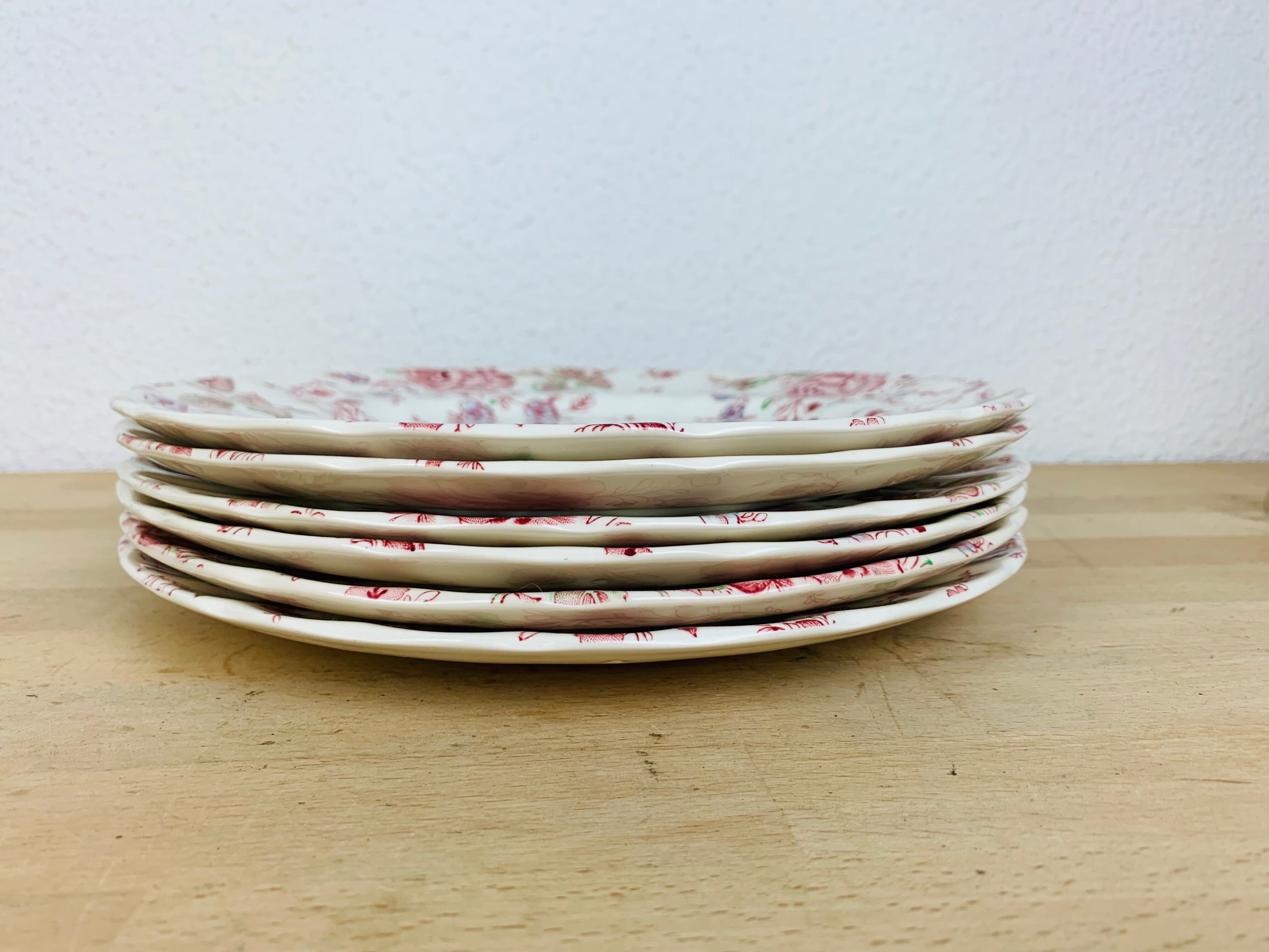 6 plates pink chintz johnson brothers English earthenware