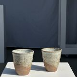 Set of 2 cups in Indonesian ceramic (brown & speckled glazed matte)