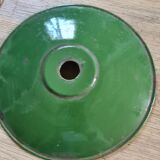 Set of 5 old green metal / industrial style pendant lamps