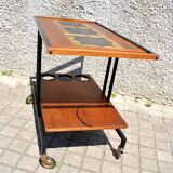 DESIGN BAR table on wheels Serving trolley ceramic metal and wood 1960-1970