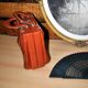 Vintage Valisette handbag 1940-1950 Orange-brown faux Skai Malette Vanity