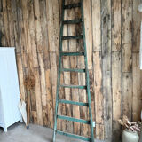 Antique ladder with green patina