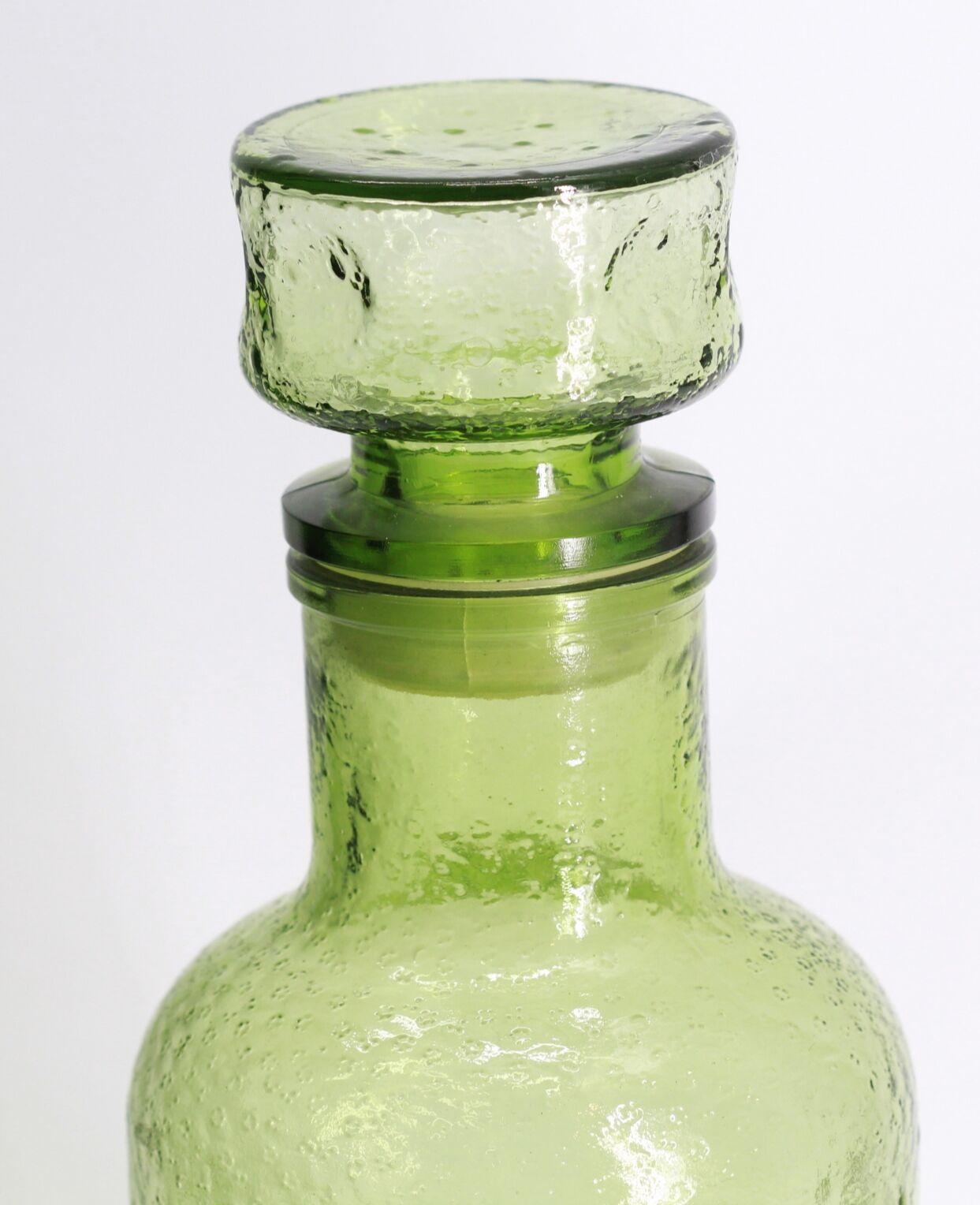 Green bottle made of old glass
