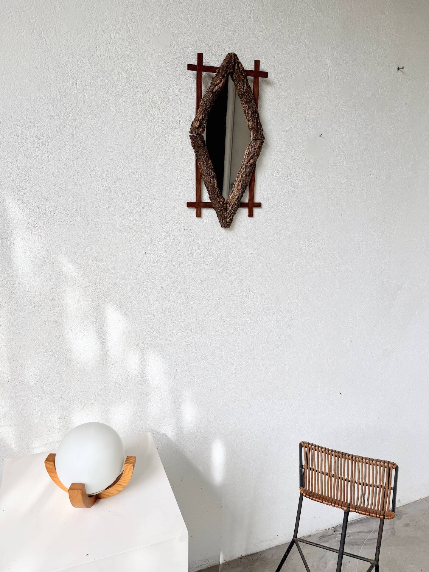 Rustic mirror wood 1900 folk art