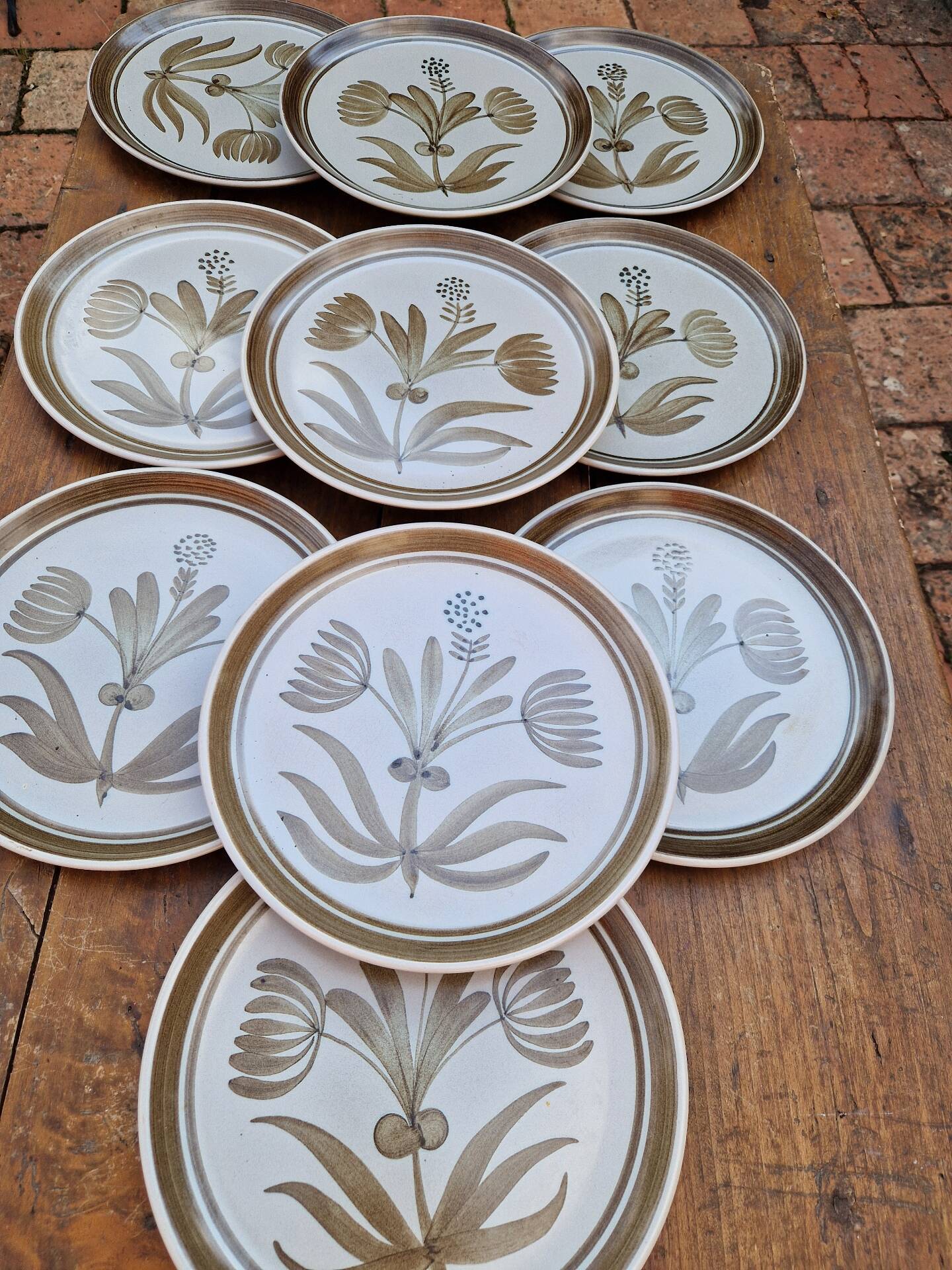 Set of 10 Flat Plates in Stoneware from Longchamp Manufacture