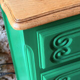 Vintage green oak chest of drawers from the 1960s.