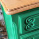 Vintage green oak chest of drawers from the 1960s.