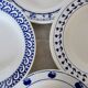 4 mismatched vintage blue and white earthenware soup plates - Set