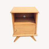 Vintage bedside table circa 1960 in raw wood