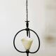 Mid-century metal and opaline pendant light, 1950s