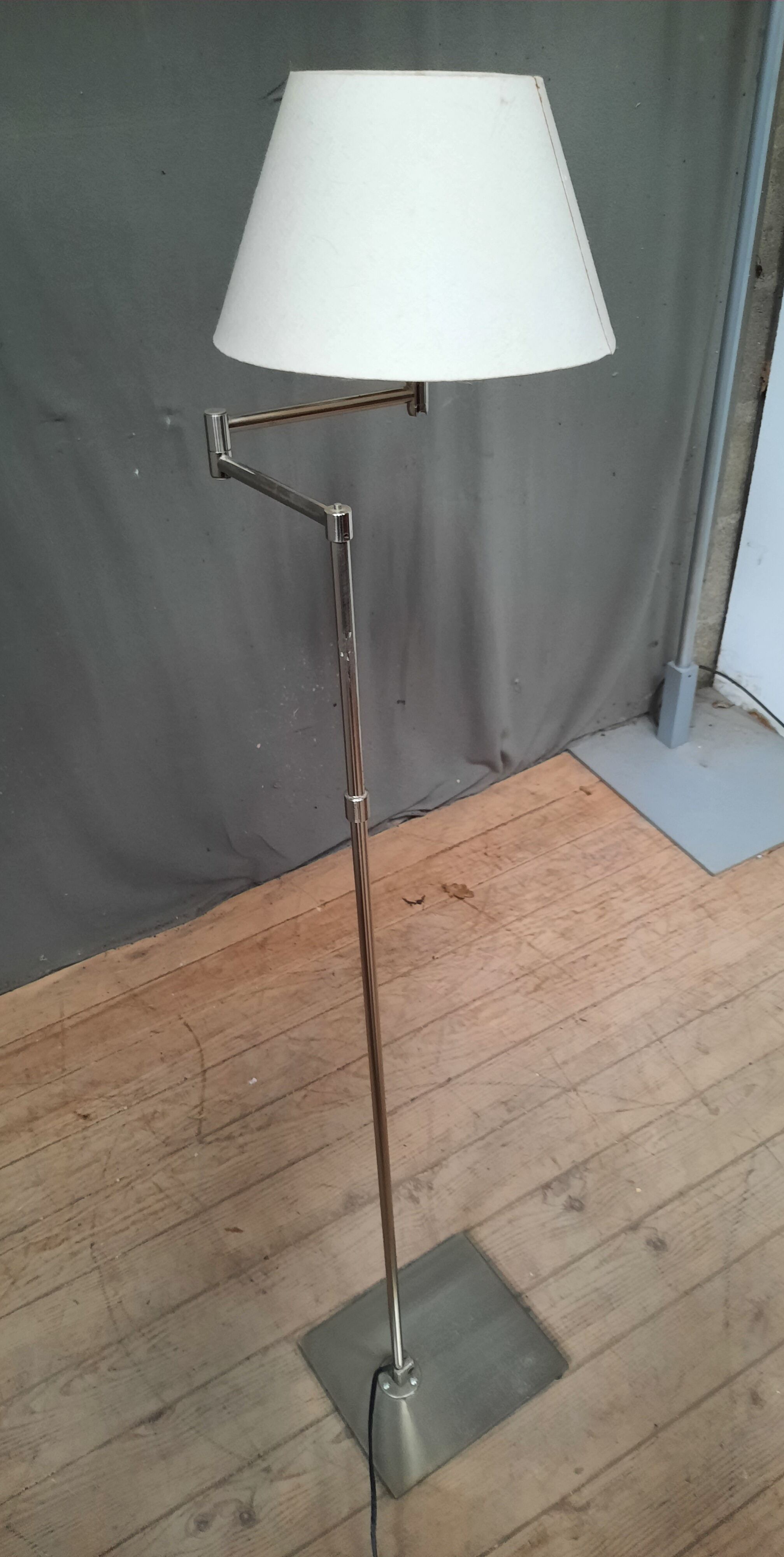 Brushed steel standing lamp