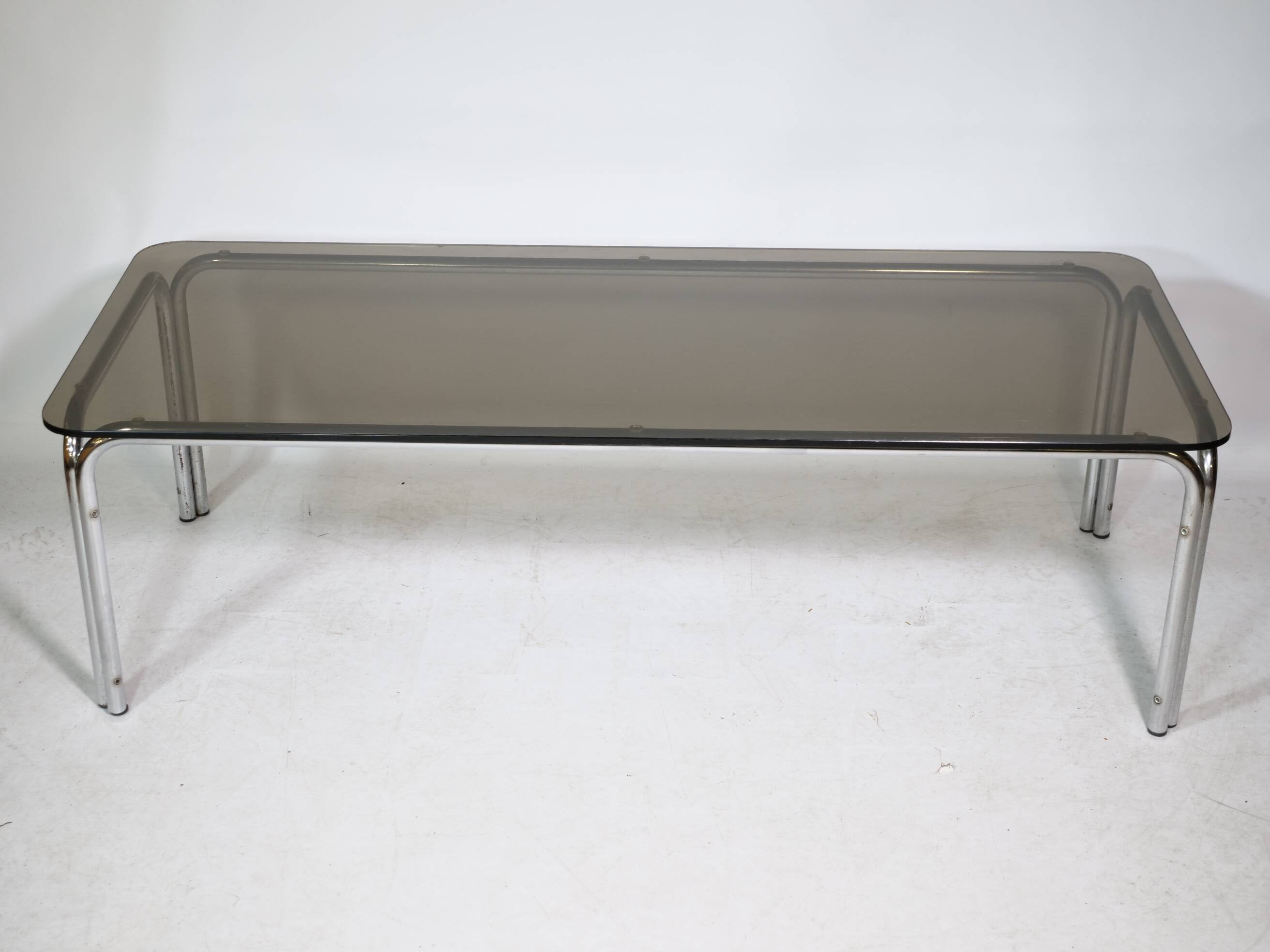 Mid-Century Design Chrome and Smoked Glass Coffee Table, 1970s