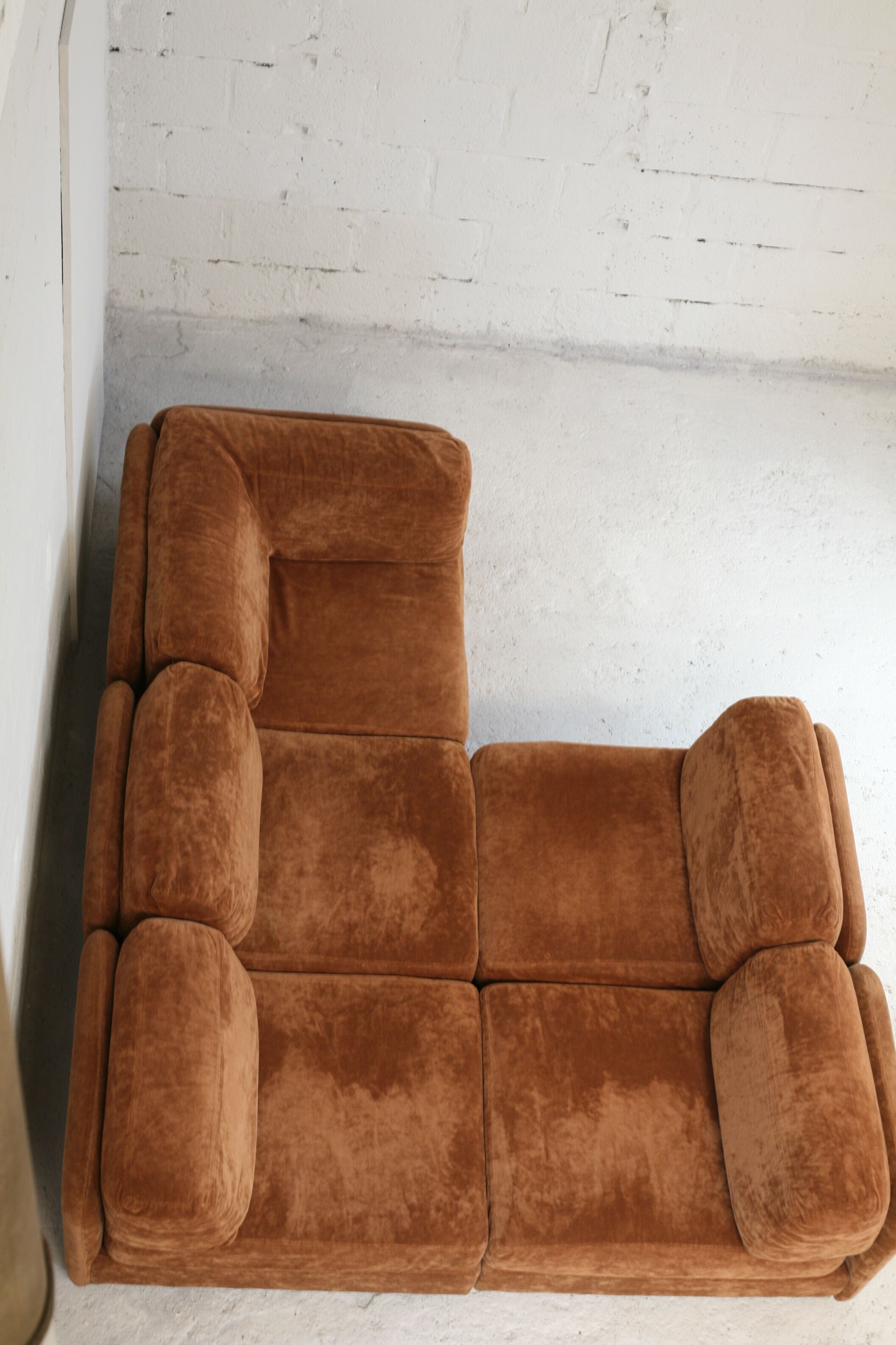 70s modular sofa, light brown velvet