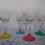 4 colored champagne glasses