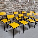 Set of 8 yellow mullca 510 chairs