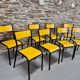 Set of 8 yellow mullca 510 chairs