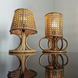 Pair of Italian rattan lamps