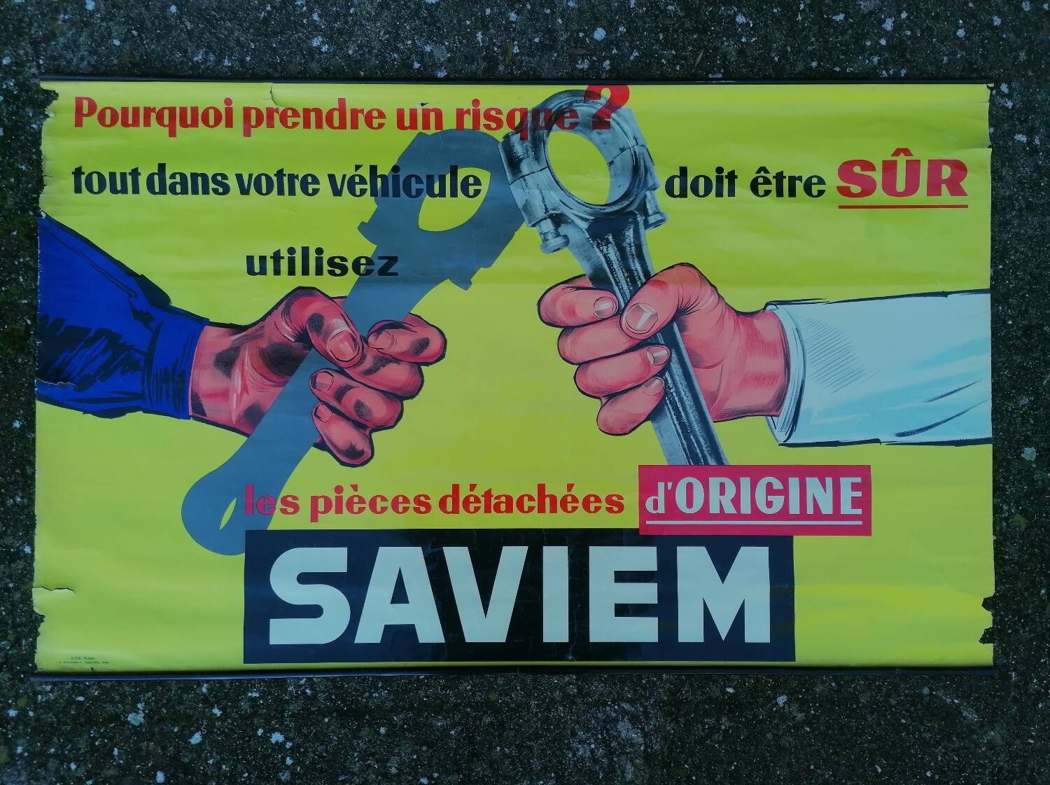 Ancienne affiche publicitaire Saviem Mécanique Garage Renault