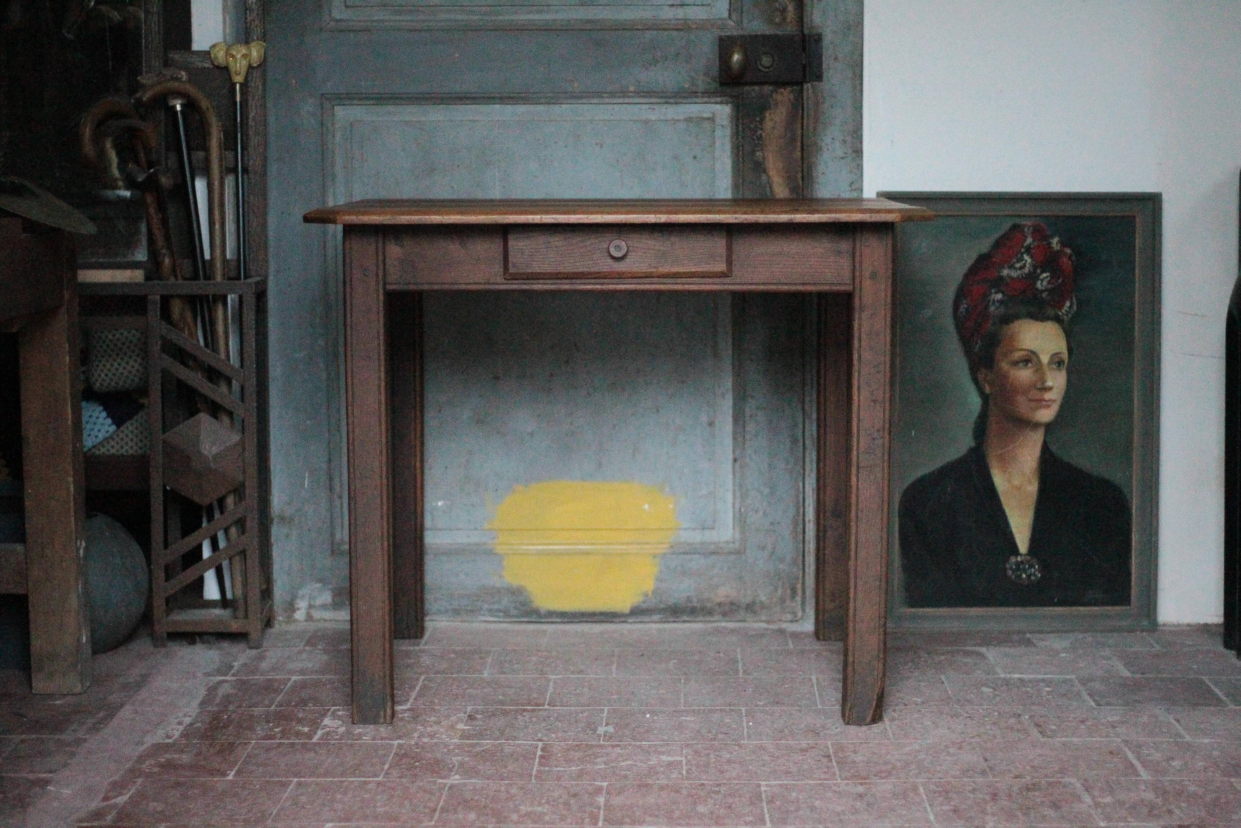 Wooden table with 1 drawer, coffee table, kitchen table, vintage wooden table.