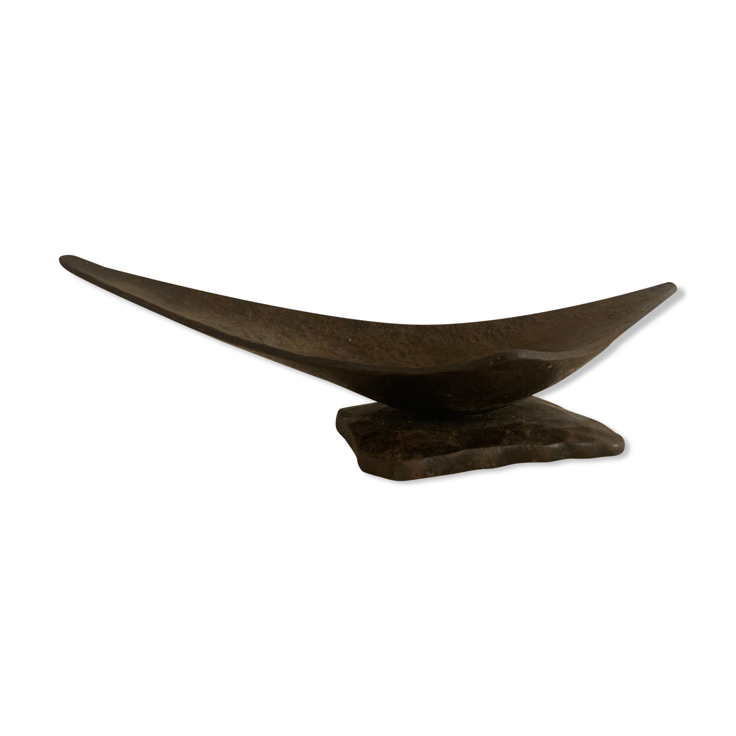 Brutalist metal ashtray or empty pocket signed R. Roux, 1950