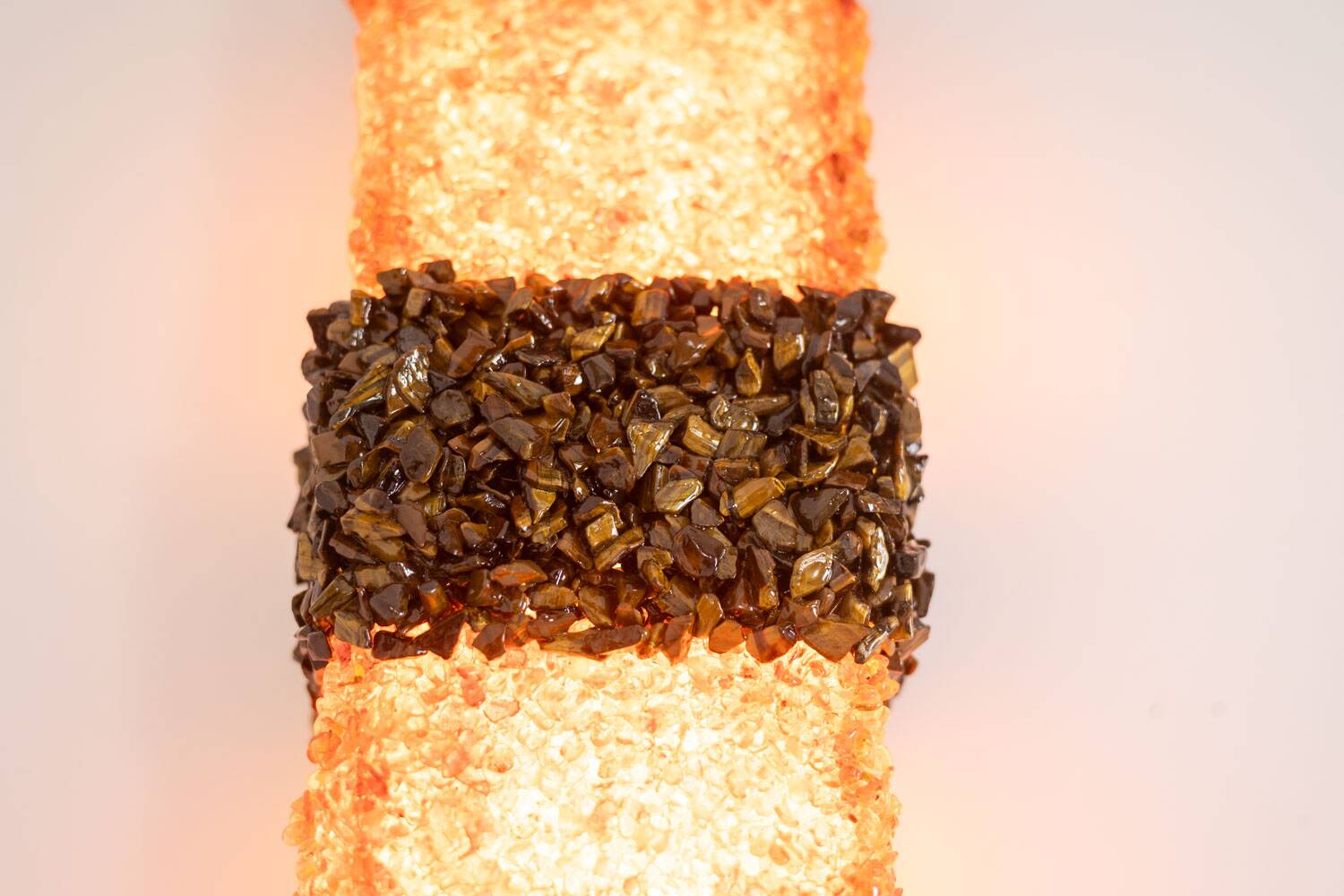 Pair of "Honey" wall lights in amazonite and amber. Contemporary work.