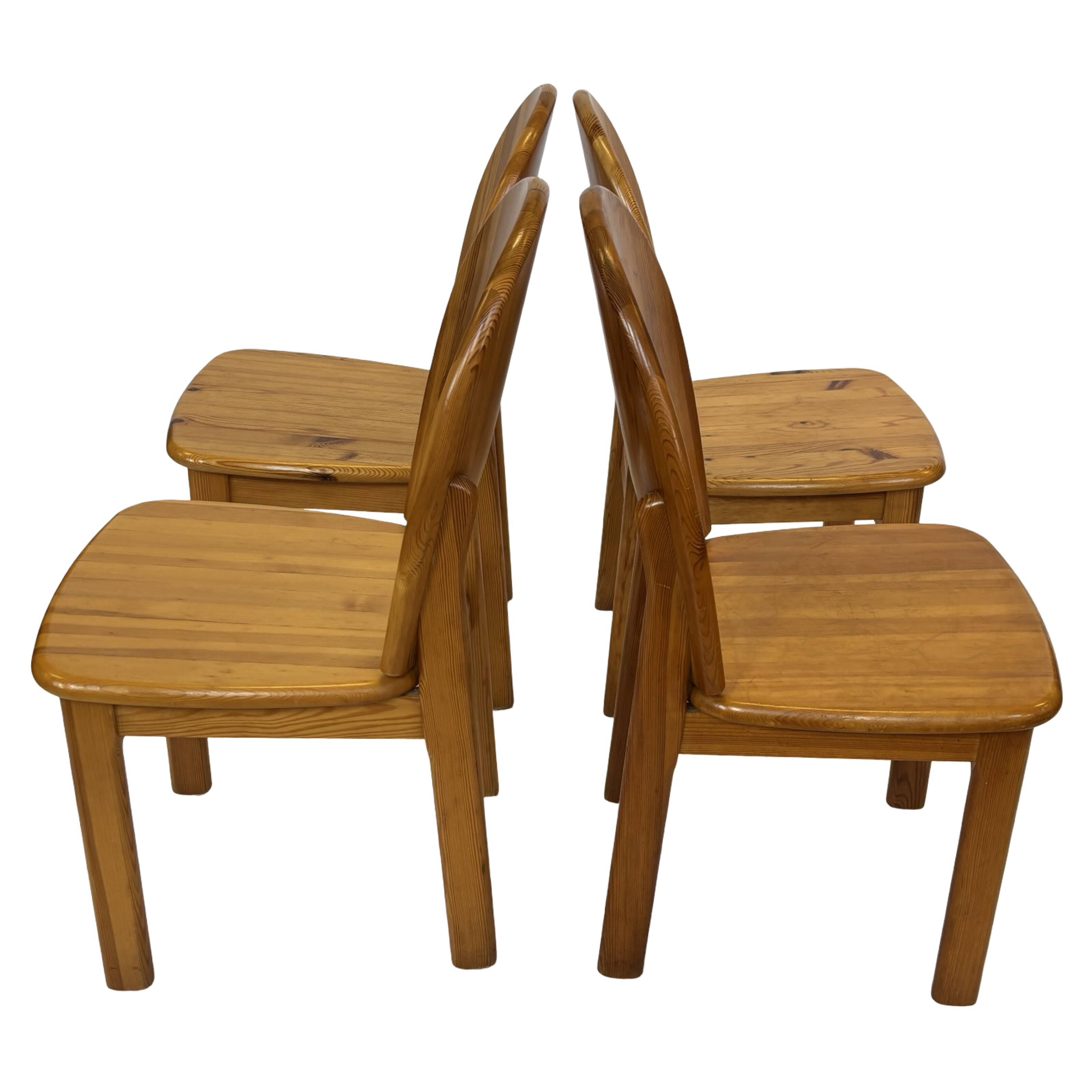 Vintage set of four pinewood chairs Rainer Daumiller minimalist design