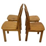 Vintage set of four pinewood chairs Rainer Daumiller minimalist design