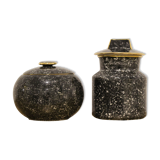 Pair of Vicentina ceramic vases, hand-decorated, Italy 1970'