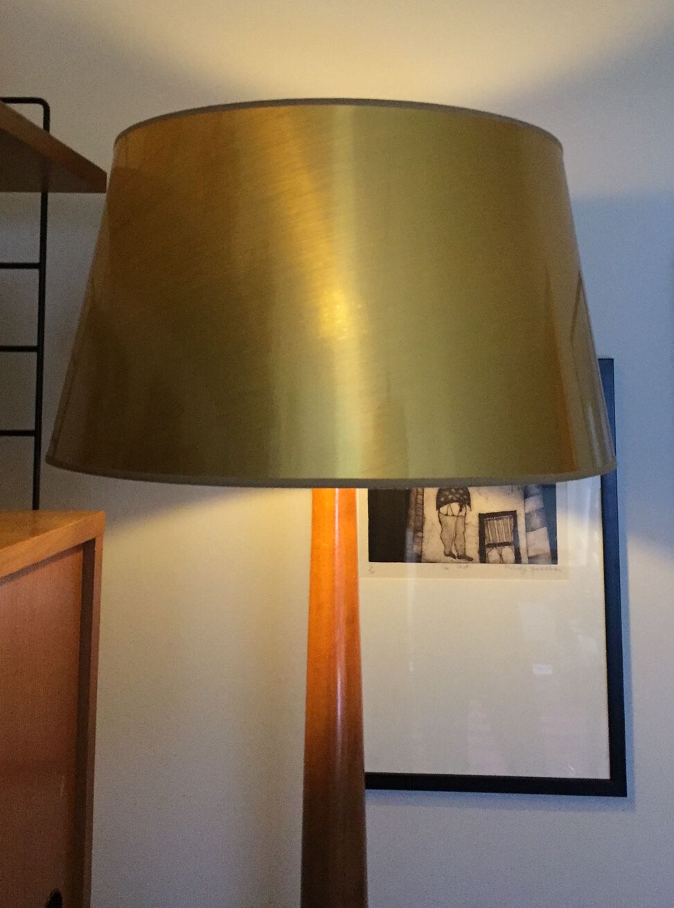 Walnut art deco floor lamp