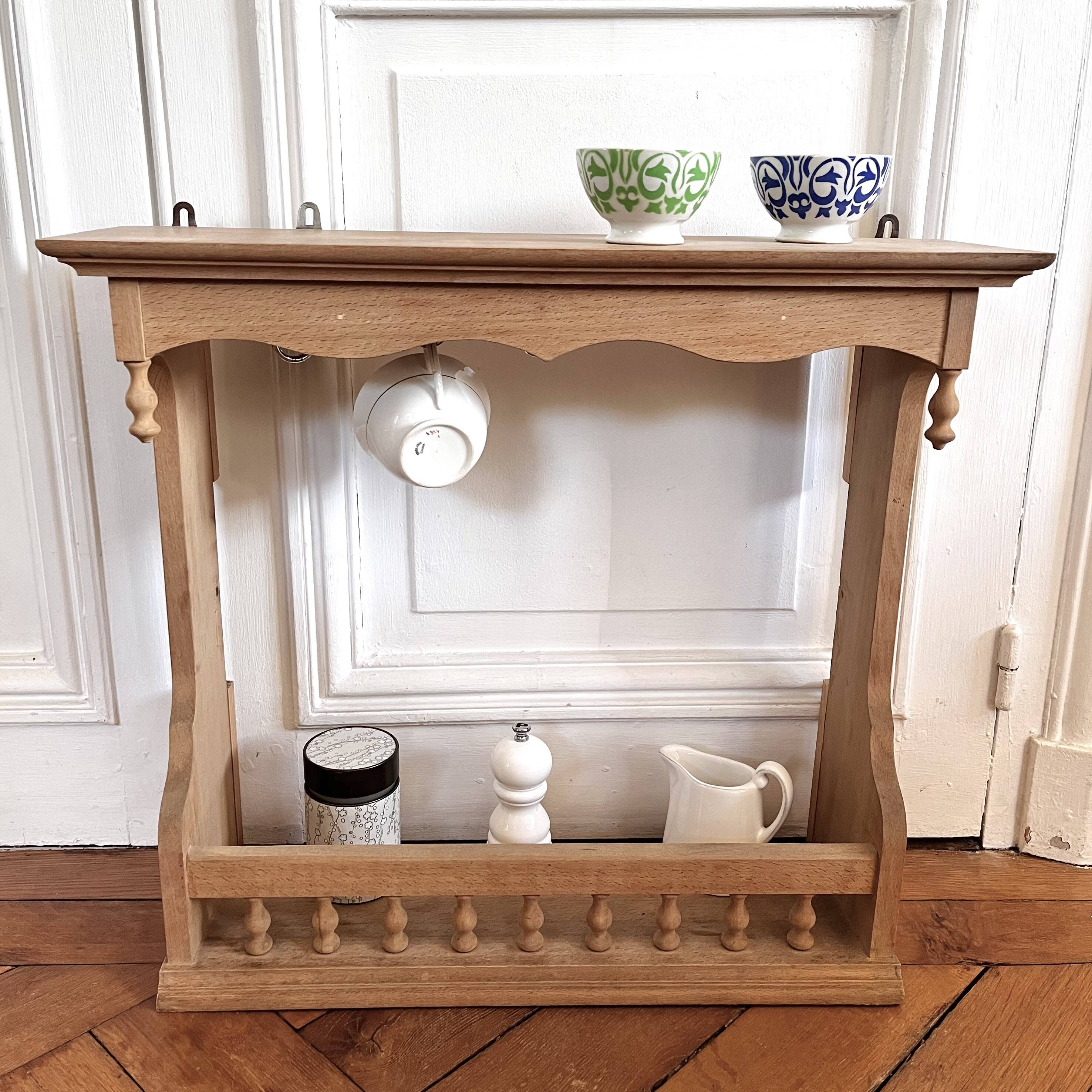 Wooden wall-mounted dresser shelf
