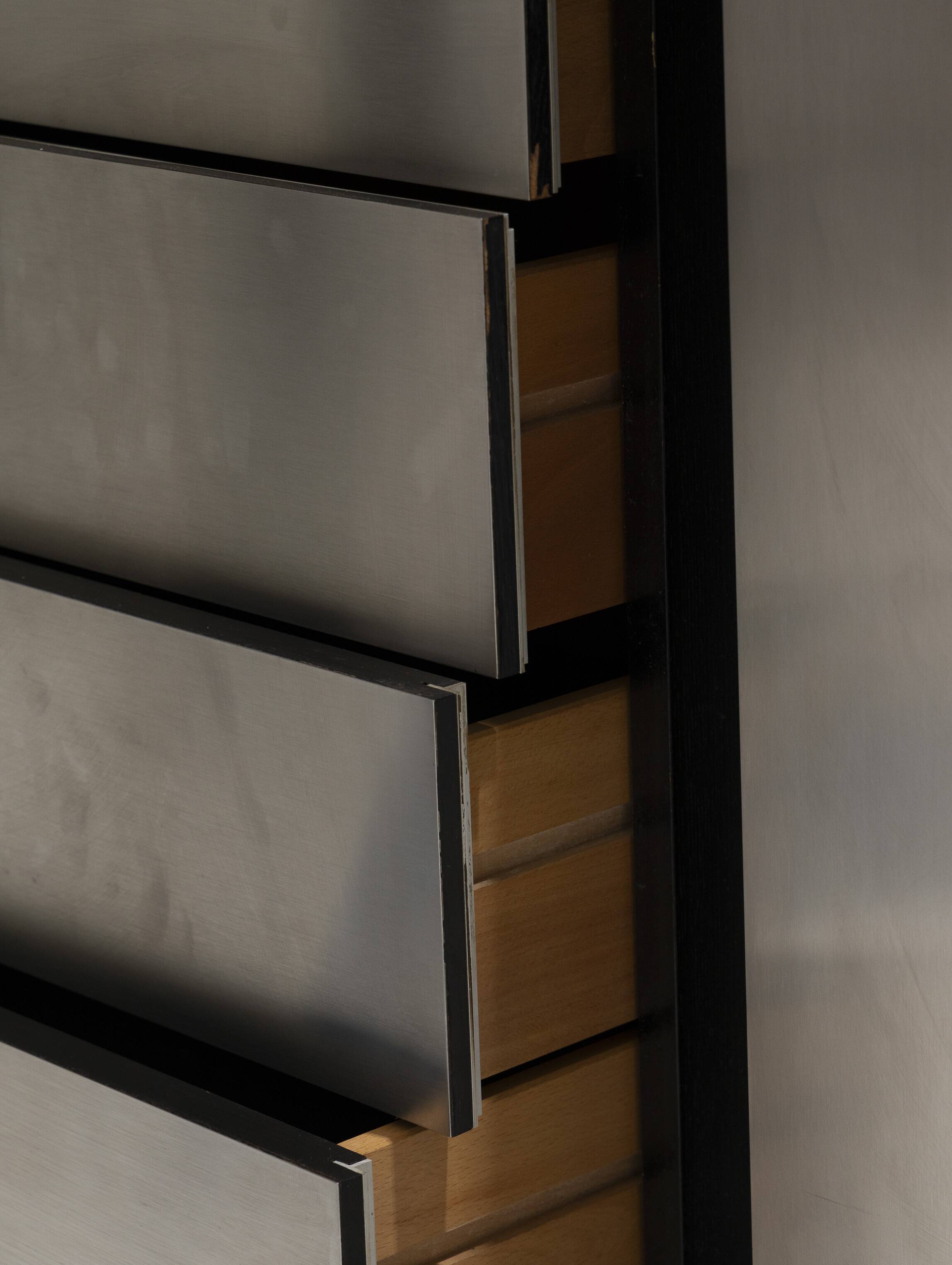 Brushed steel sideboard, lodovico acerbis, 1970s