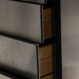 Brushed steel sideboard, lodovico acerbis, 1970s