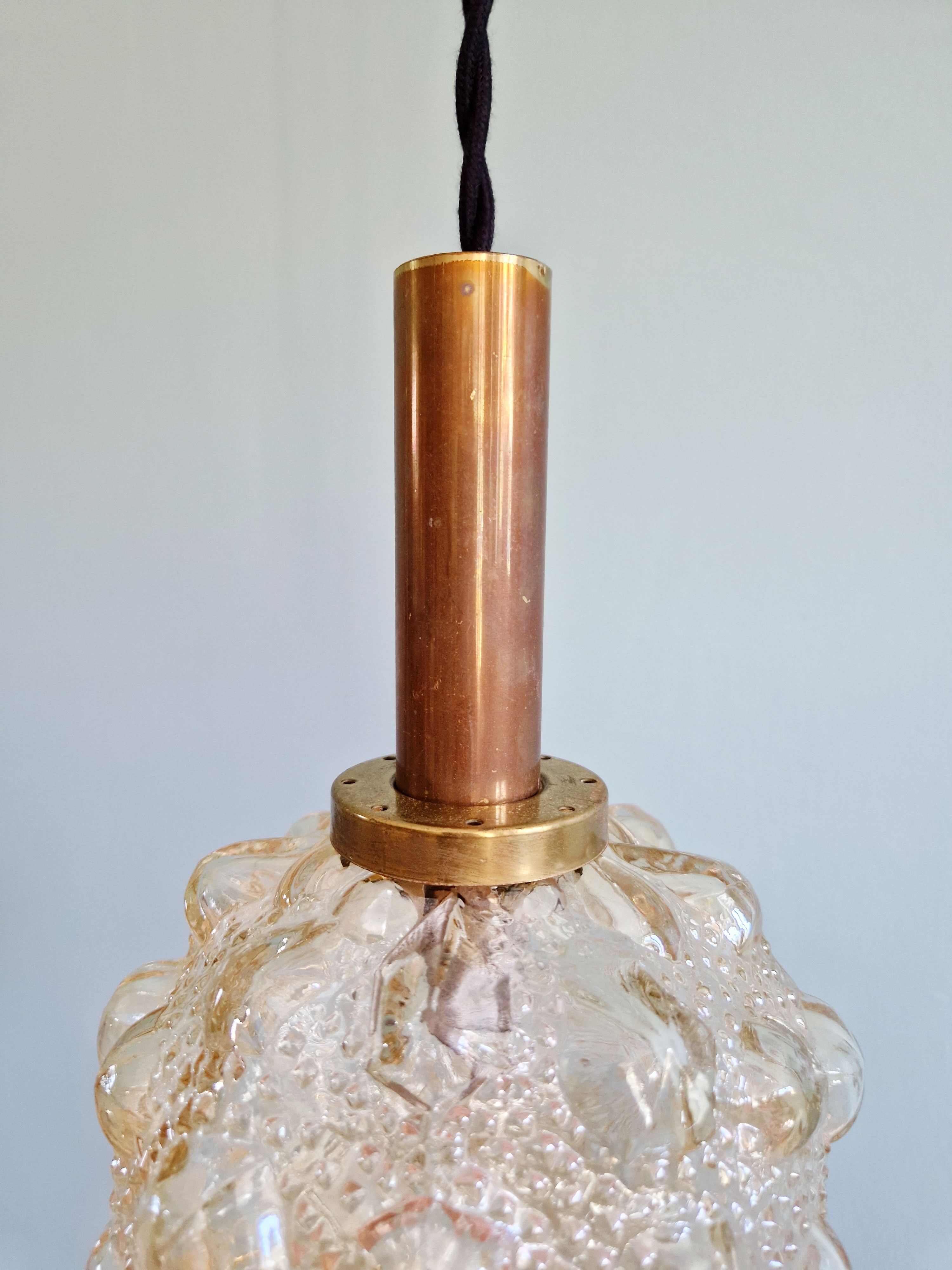 Amber bubble glass suspension trio, design H. Tynell, 1970