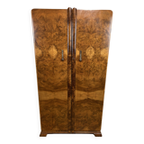 Art deco vintage brocante bachelor wardrobe burr walnut 1920-1930