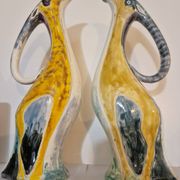Pair of large zoomorphic pitchers in glazed ceramic, Vallauris, 1960.