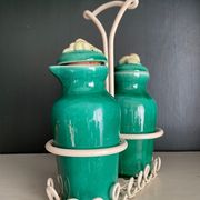Oiler vintage vinegar 1950 ceramic and perforated metal