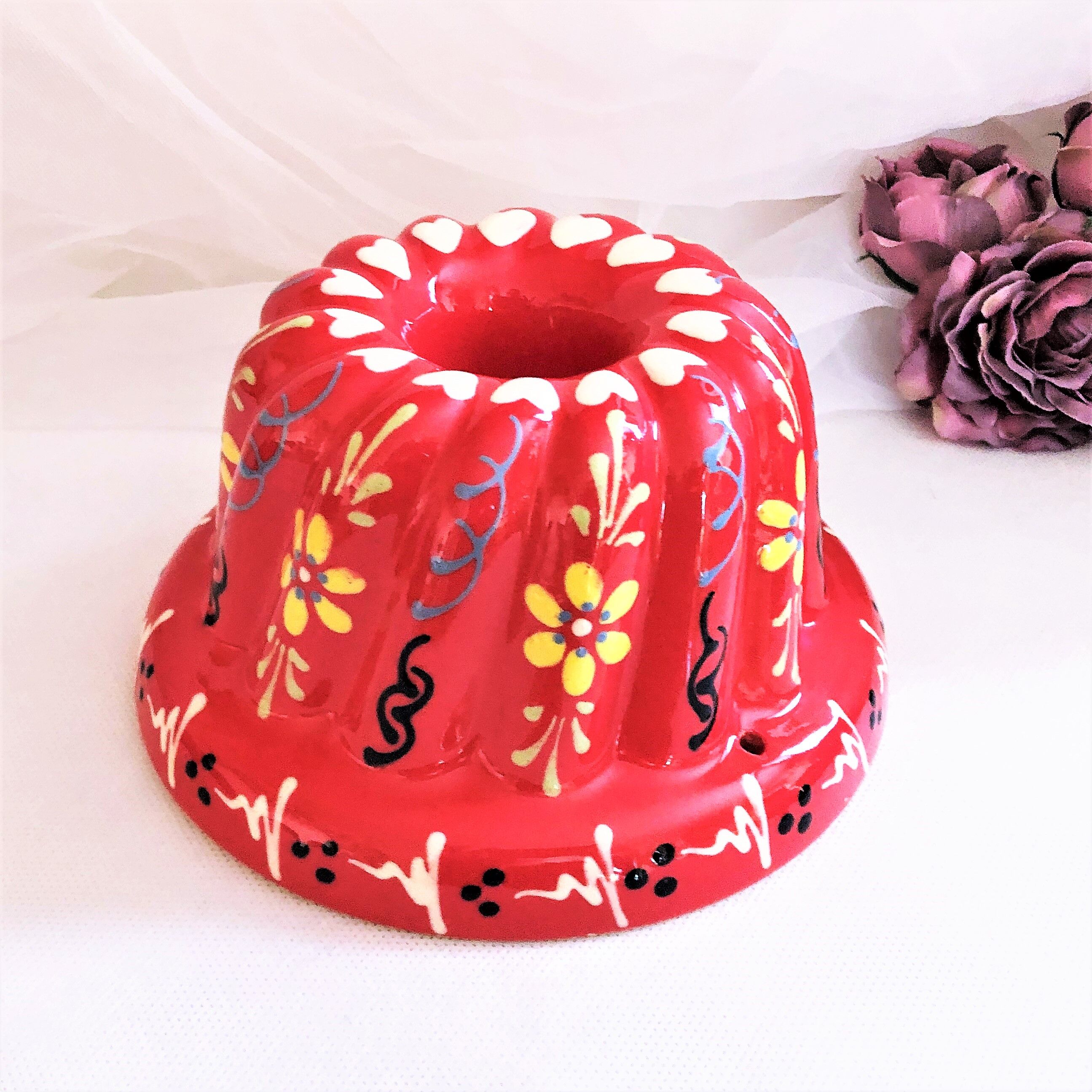 Painted terracotta kouglof mould