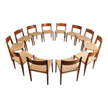 Set of 12 Pia chairs by Poul Cadovius, Denmark, 1950s
