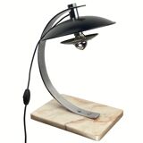 Midcentury chrome desk or table lamp, pink marble base