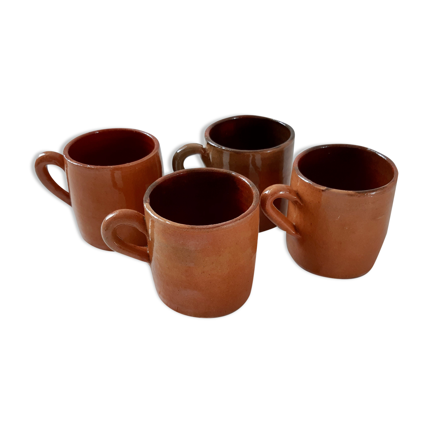 Set of 4 mugs in glazed sandstone 70s