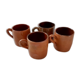 Set of 4 mugs in glazed sandstone 70s