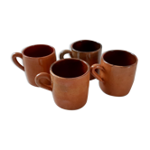 Lot de 4 tasses mugs en grès vernissées années 70