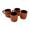 Lot de 4 tasses mugs en grès vernissées années 70