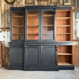 Large black patinated glass bookcase (renovated)